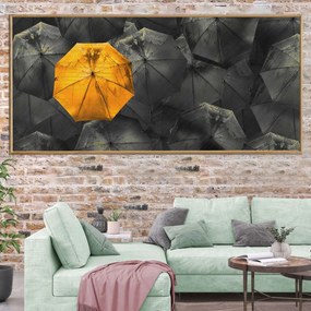 Πίνακας σε Ξύλο με Θέμα &#8220;Orange Umbrella&#8221; σε ξύλινη Κορνίζα - 80cmx50cm