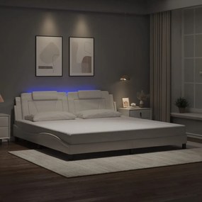 vidaXL Πλαίσιο Κρεβατιού Viana με LED Χωρίς Στρώμα Λευκό 200x200 εκ.