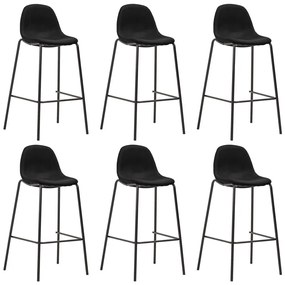 Καρέκλες Μπαρ 6 τεμ. Μαύρες Υφασμάτινες - Μαύρο