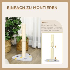 Δέντρο για γάτες PawHut, με μπάλα παιχνιδιού, συμπαγές μέγεθος, ανθεκτικό σχοινί γιούτας, ανοιχτό γκρι+μπεζ, 35 x 35 x 62 cm