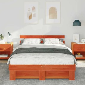 vidaXL Σκελετός Κρεβατιού Καφέ κεριού 160 x 200 cm Μασίφ ξύλο πεύκου