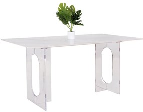 DINING TABLE AETHER  12mmWHITE CERAMIC TOP-ACRYLIC LEGS 160x90x75Hcm.