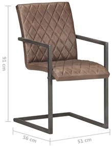 Καρέκλες Τραπεζαρίας «Πρόβολος» 6 τεμ. Καφέ από Γνήσιο Δέρμα - Καφέ