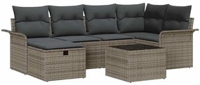vidaXL Σετ Καναπέ Κήπου 7 pcs Γκρι 242.5 x 132.5 x 85 εκ. Πολυ ράταν