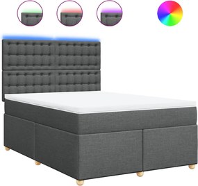vidaXL Κρεβάτι Boxspring με Στρώμα Σκούρο Γκρι 140x200 εκ Υφασμάτινο