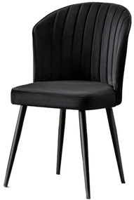 Καρέκλα Rubi (Σετ 4Τμχ) 107BCK1105 52x42x85cm Black Mdf, Ύφασμα