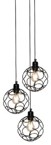 Φωτιστικό Οροφής  HL-3588-3 ALINE BLACK PENDANT - Μέταλλο - 77-4063