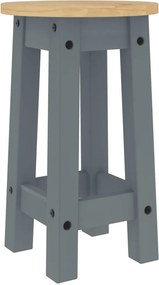 vidaXL Σκαμπό Μπαρ 2 τεμ. Γκρι από Μασίφ Ξύλο Πεύκου