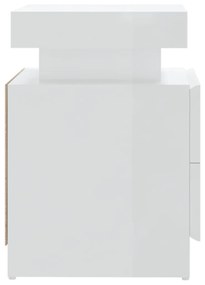 Κομοδίνο Γυαλιστερό Λευκό 45 x 35 x 52 εκ. από Μοριοσανίδα - Λευκό