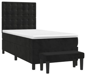 vidaXL Κρεβάτι Boxspring με Στρώμα Μαύρο 90x190 εκ. Βελούδινο