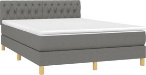 vidaXL Κρεβάτι Boxspring με Στρώμα Σκούρο Γκρι 140x200 εκ Υφασμάτινο