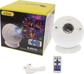 Andowl Q-RG50 Bluetooth Διακοσμητικό Φωτιστικό με Φωτισμό RGB Party Light LED σε Λευκό Χρώμα