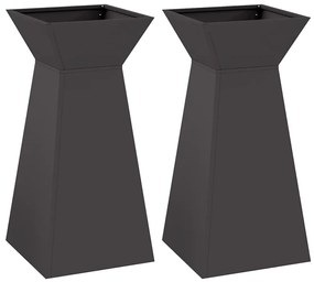 vidaXL Γλάστρα Πυλώνας 2 pcs Μαύρο 35 x 35 x 73 εκ. Ατσάλι