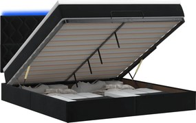vidaXL Κρεβάτι Ottoman με Στρώμα και LED Μαύρο 180 x 200 cm Βελούδο