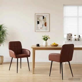 vidaXL Καρέκλες φαγητού 2 pcs Τεχνητό Δέρμα Γυαλιστερό Καφέ