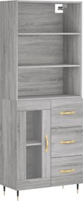 vidaXL Ντουλάπι Γκρι Sonoma 69,5 x 34 x 180 εκ. Επεξεργασμένο Ξύλο