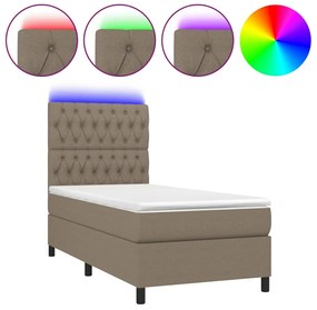 vidaXL Κρεβάτι Boxspring με Στρώμα &amp; LED Taupe 80x200 εκ. Υφασμάτινο