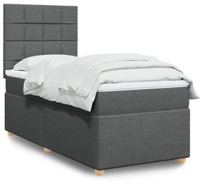 ΚΡΕΒΑΤΙ BOXSPRING ΜΕ ΣΤΡΩΜΑ ΣΚΟΥΡΟ ΓΚΡΙ 100X200 ΕΚ. ΥΦΑΣΜΑΤΙΝΟ 3291192