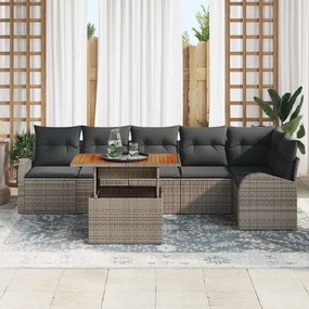 vidaXL Σετ Καναπέ Κήπου με μαξιλάρι 7 pcs Γκρι