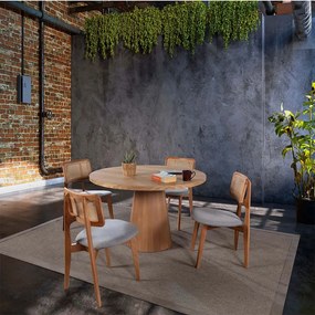 Τραπεζαρία Albero (Σετ 5Τμχ) 117FRF1242 120x120x75cm Natural Four Seater Wood, Fabric