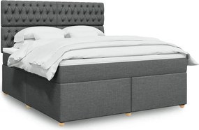 vidaXL Κρεβάτι Boxspring με Στρώμα Σκούρο Γκρι 180x200 εκ Υφασμάτιν