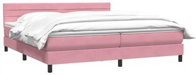 vidaXL Κρεβάτι Boxspring με Στρώμα Ροζ 180x210 εκ. Βελούδινο