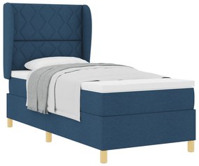 vidaXL Κρεβάτι Box Spring με Στρώμα - Μπλε - 90x190 εκ - Υφάσμα