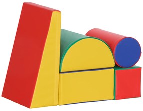 HOMCOM Μαλακά τουβλάκια, παιχνίδι αναρρίχησης και μπουσούλημα, συνθετικό δέρμα, αφρός EPE, πολύχρωμο, διάφορα σχήματα