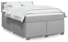 vidaXL Κρεβάτι Boxspring με Στρώμα Ανοιχτό Γκρι 140x200 εκ. Υφασμάτινο