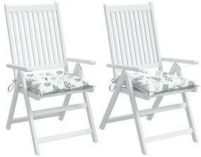 Μαξιλάρια Καρέκλας 2 τεμ. Σχέδιο Φύλλων 50x50x7 εκ. Υφασμάτινα - Πράσινο