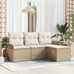 vidaXL Σετ Καναπέ Κήπου 4 pcs Μπεζ 55 x 55 x 37εκ συνθετικό ρατάν