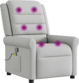 vidaXL καρέκλα ανάκλισης μασάζ Cloud Grey Fabric