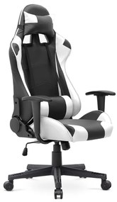 Καρέκλα γραφείου Gaming Alonso Megapap από τεχνόδερμα χρώμα λευκό - μαύρο 67x70x125/135 εκ.-GP040-0008,3