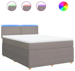 vidaXL Κρεβάτι Boxspring με Στρώμα Taupe 140x190 εκ. Υφασμάτινο