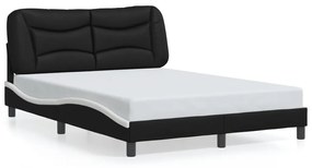 vidaXL Πλαίσιο Κρεβατιού με LED Μαύρο/Λευκό 120x200εκ. Συνθετικό Δέρμα