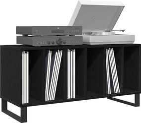 vidaXL Ντουλάπι δίσκων βινυλίου με ράφι Μαύρη Οξυά 100 x 38 x 48 εκ.