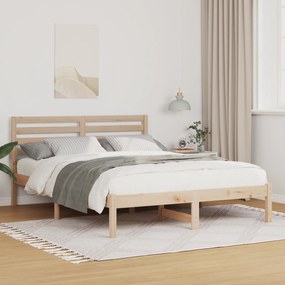 vidaXL Σκελετός Κρεβατιού Καφέ 140 x 190 cm Συμπαγές ξύλο πεύκου