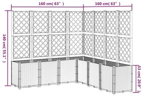 Ζαρντινιέρα Κήπου με Καφασωτό Γκρι 160x160x140 εκ. από PP - Γκρι