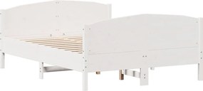 vidaXL Σκελετός Κρεβ. Χωρίς Στρώμα Λευκό 140x190 εκ Μασίφ Πεύκο