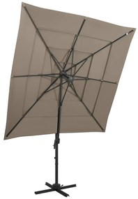 vidaXL Ομπρέλα Κήπου 4 Επιπέδων Taupe 250x250εκ με Ιστό Αλουμινίου