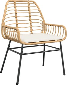 vidaXL Καρέκλες Κήπου 2 τεμ. Καφέ Συνθ. Ρατάν + Μαξιλάρια