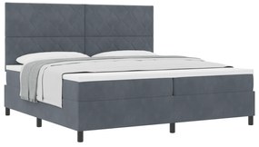 vidaXL κρεβάτι Box Spring με στρώμα  Γκρι 200x200 εκ Βελούδο