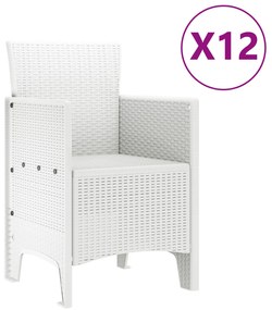 vidaXL Σέτ φαγητού για κήπο 13 pcs Λευκό 300 x 100 x 73 εκ Πολυ ράταν