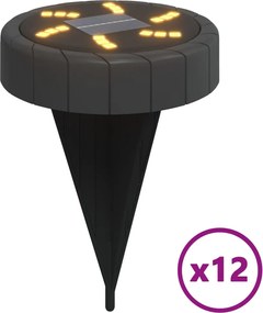 vidaXL Ηλιακά Φωτιστικά Δαπέδου με Στήριγμα Εδάφους 12τεμ. Θερμό Λευκό