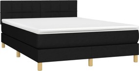 vidaXL Κρεβάτι Boxspring με Στρώμα Μαύρο 140x190 εκ. Υφασμάτινο