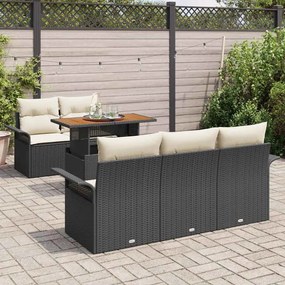 vidaXL Σετ Καναπέ Κήπου με αποθήκευση 6 pcs Μαύρο Πολυ ράταν