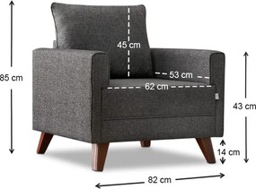 Πολυθρόνα Bella Megapap υφασμάτινη χρώμα ανθρακί 82x81x85εκ.