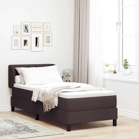 vidaXL Κρεβάτι box spring με στρώμα με στρώμα Σκούρο καφέ Σκούρο καφέ