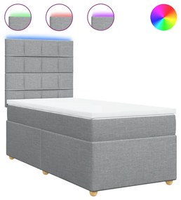 vidaXL Κρεβάτι Boxspring με Στρώμα Ανοιχτό Γκρι 100x200 εκ. Υφασμάτινο