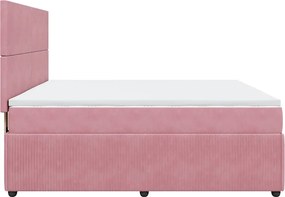 vidaXL Κρεβάτι Boxspring με Στρώμα Ροζ 180x200 εκ. Βελούδινο